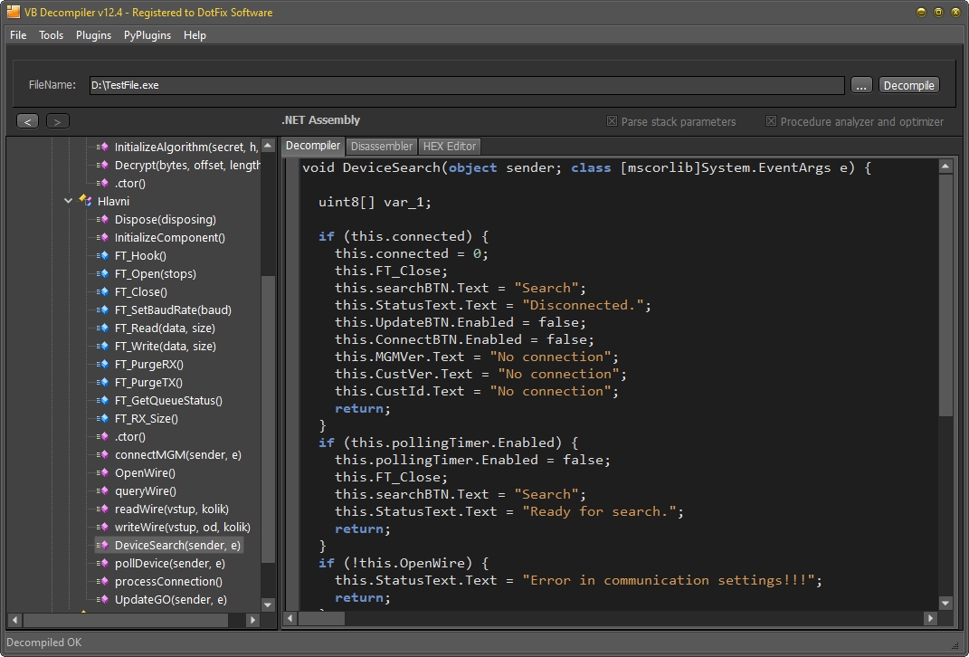 If conditional blocks C# in VB Decompiler