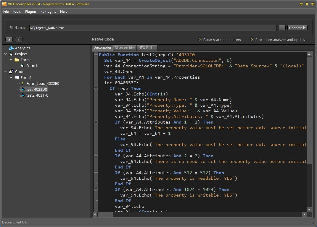 Improvements to VB6 Native Code and P-Code Decompilation in VB Decompiler